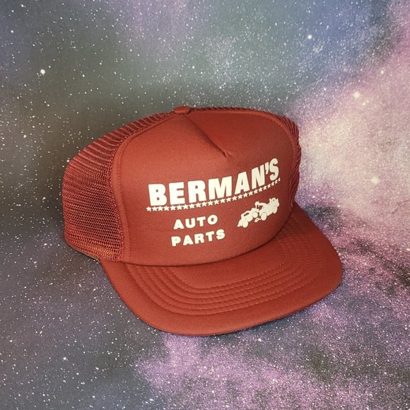 Vintage Burgundy Berman's Auto Parts Mechback/Snapback - Picture 3 of 4